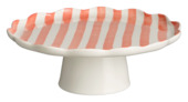 Taartschaal op voet roze gestreept - h1,5xd28 cm