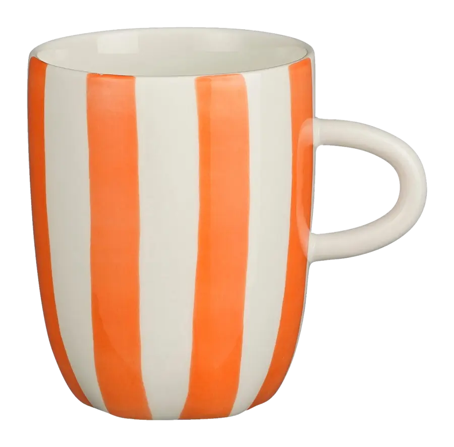 Mok met oor oranje gestreept - h10xd8 cm