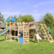 Speeltoestel Jungle Gym Explorer douglas met glijbaan donker groen en 2-klimrek module