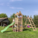 Speeltoestel Jungle Gym Teepee douglas met glijbaan groen en 1-klimrek module