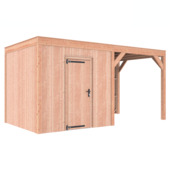 Tuinhuis met overkapping Douglas hout onbehandeld 495 x 255 cm