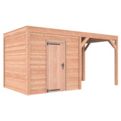 Tuinhuis met overkapping Douglas hout Zweeds rabat onbehandeld 495 x 255 cm