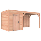 Tuinhuis met overkapping Douglas hout Zweeds rabat onbehandeld 545 x 255 cm