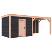 Tuinhuis Douglas Zwart Zweeds Rabat 645x255cmcm