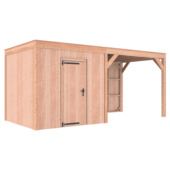 Tuinhuis met overkapping Douglas hout onbehandeld 545 x 255 cm