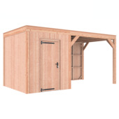 Tuinhuis met overkapping Douglas hout onbehandeld 495 x 255 cm