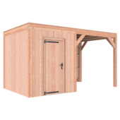 Tuinhuis met overkapping Douglas hout onbehandeld 445 x 255 cm