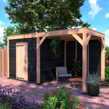 Tuinhuis Douglas Zwart Zweeds Rabat 495x255cm symmetrisch