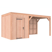 Tuinhuis met overkapping Douglas hout onbehandeld 545 x 255 cm