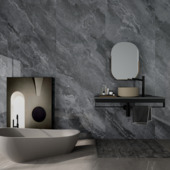 Wand/douche paneel kunststof Allora 260x90 cm grijs marmer glans, dikte 5mm  2,34 m²