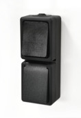 Handson Opbouw Stopcontact/ Wisselschakelaar Spatwaterdicht Zwart