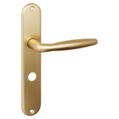 Karwei deurkruk set Eros ovaal schild vrij-bezet sluiting 63/8 mm messing mat aluminium