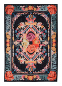 Vloerkleed bloemen zwart 160x230 cm