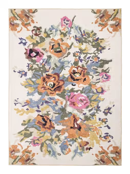 Vloerkleed bloemen wit 160x230 cm