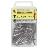 Rotadrill glaslatschroef RVS 3.2x30 mm 40 stuks