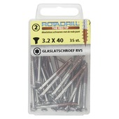 Rotadrill glaslatschroef RVS 3.2x40 mm 35 stuks