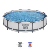 Bestway zwembad Pro Steel Max rond licht grijs 366 x 76 cm met pomp