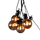 Konstsmide feestverlichting lichtsnoer 10 LED lampen extra warmwit met USB solarpanel 5 m