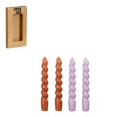 Twist diner kaars lilla terra 4 stuks - h19xd3cm