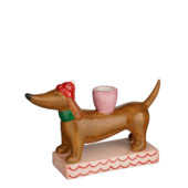 Kandelaar teckel bruin 20 x 5,5 x 13,5 cm