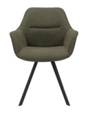 Eetkamerstoel Roos donkergroen Bloq stof met armleuning