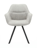 Eetkamerstoel Roos lichtgrijs Bloq stof met armleuning