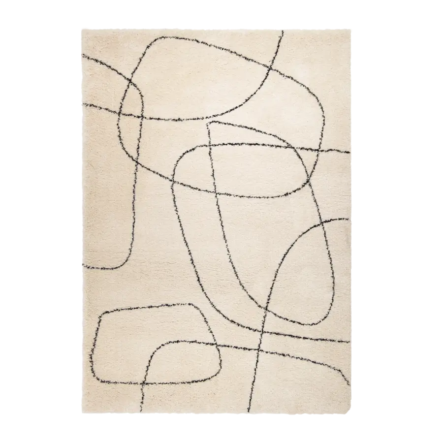 vtwonen Doodle Vloerkleed crème/ zwart 160x230 cm