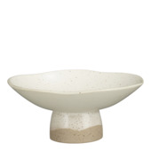 Decoratie schaal op voet beige - h12xd26,5cm