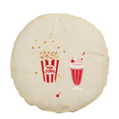 Sierkussen rond popcorn roze - h10xd45cm