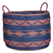 Mand rond blauw - h36xd49cm