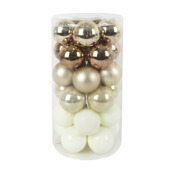Christmas Goods kerstballen mix kunststof 30 stuks champagne wit Ø 16 cm
