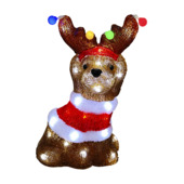 Christmas Goods kerstdecoratie kerstpuppy acryl figuur met LED verlichting 33 x 23 cm