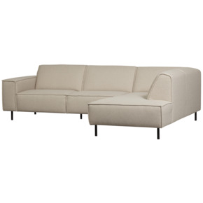 WOOOD hoekbank Roman beige geweven stof met verlenging rechts