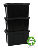 Iris Heavy Duty Powerbox Robuust Opbergbox - 50L - 100% Recycled Kunststof - Zwart - Set van 3
