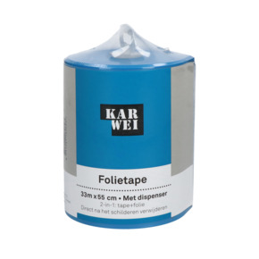 KARWEI afplaktape met afdekfolie in dispenser 33m x 55cm