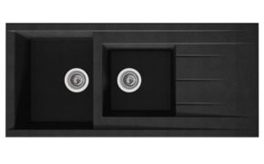 Levica Spoelbak Noa 110x50 cm zwart met 2 spoelbakken