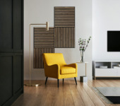 Lattenwand tegel 55,3x55,3 cm walnoot dikte 22 mm (2 stuks per pak) 0,612m²