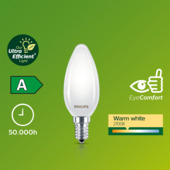 Philips ultra efficient led E14 kaars 2W 2700K