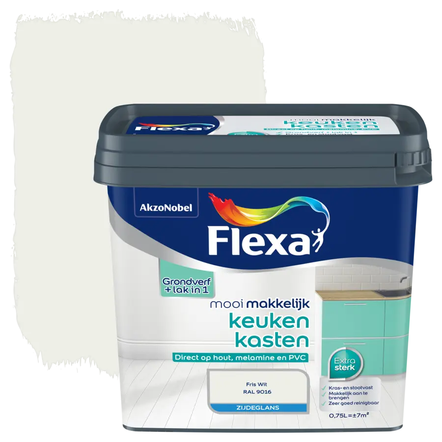 Flexa Mooi Makkelijk keukenkasten binnenlak zijdeglans friswit 750 ml