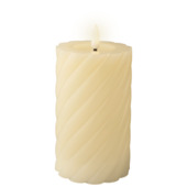 Lumineo wax kaars creme warm wit LED verlicthing 15 cm