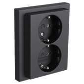 Busch-Jaeger Future Linear dubbel geaard stopcontact zwart