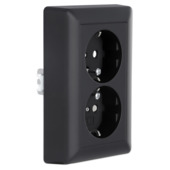 Gira E2 Inbouw Dubbel Geaard Stopcontact Mat Zwart