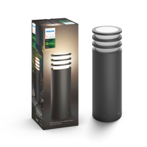 Philips Hue sokkellamp Lucca antraciet - warmwit licht 9W - laag
