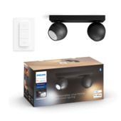 Philips Hue Buckram opbouwspot 2x5W zwart incl. switch en bluetooth