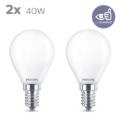Philips LED kogel E14 40W 2 stuks mat niet dimbaar