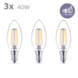 Philips LED kaars E14 40W 3 stuks filament helder niet dimbaar