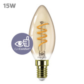 Philips LED kaars E14 15W filament goud spiraal dimbaar