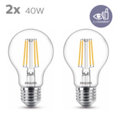 Philips LED peer E27 40W 2 stuks filament helder niet dimbaar