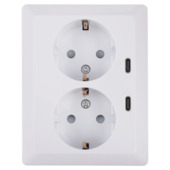 KARWEI Zenith Dubbel Stopcontact Geaard met Twee USB-C Poorten Wit