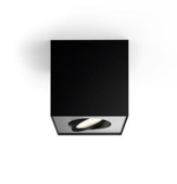 Philips opbouwspot Box zwart - Incl 1X LED 4,5W WarmGlow dimbaar